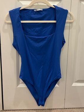 Zara Royal Blue Square Neck Bodysuit